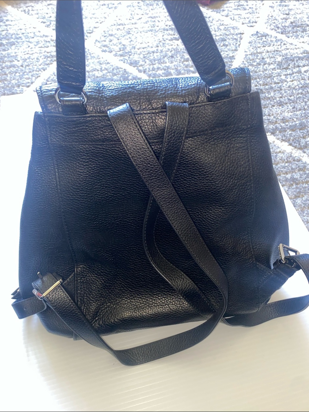 Michael Kors Riley Black Pebbled Leather Studded Backpack. - Picture 4 of 14